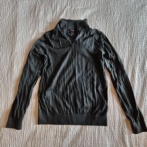 Used Medium Mens Massimo Dutti Dark Gray Half Zip-Up Sweater